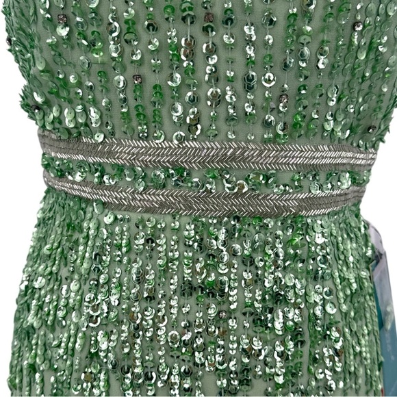Mac Duggal Sequin Sheath Midi Dress Formal Party Evening Sage Green Size 6 NWT - Picture 7 of 12